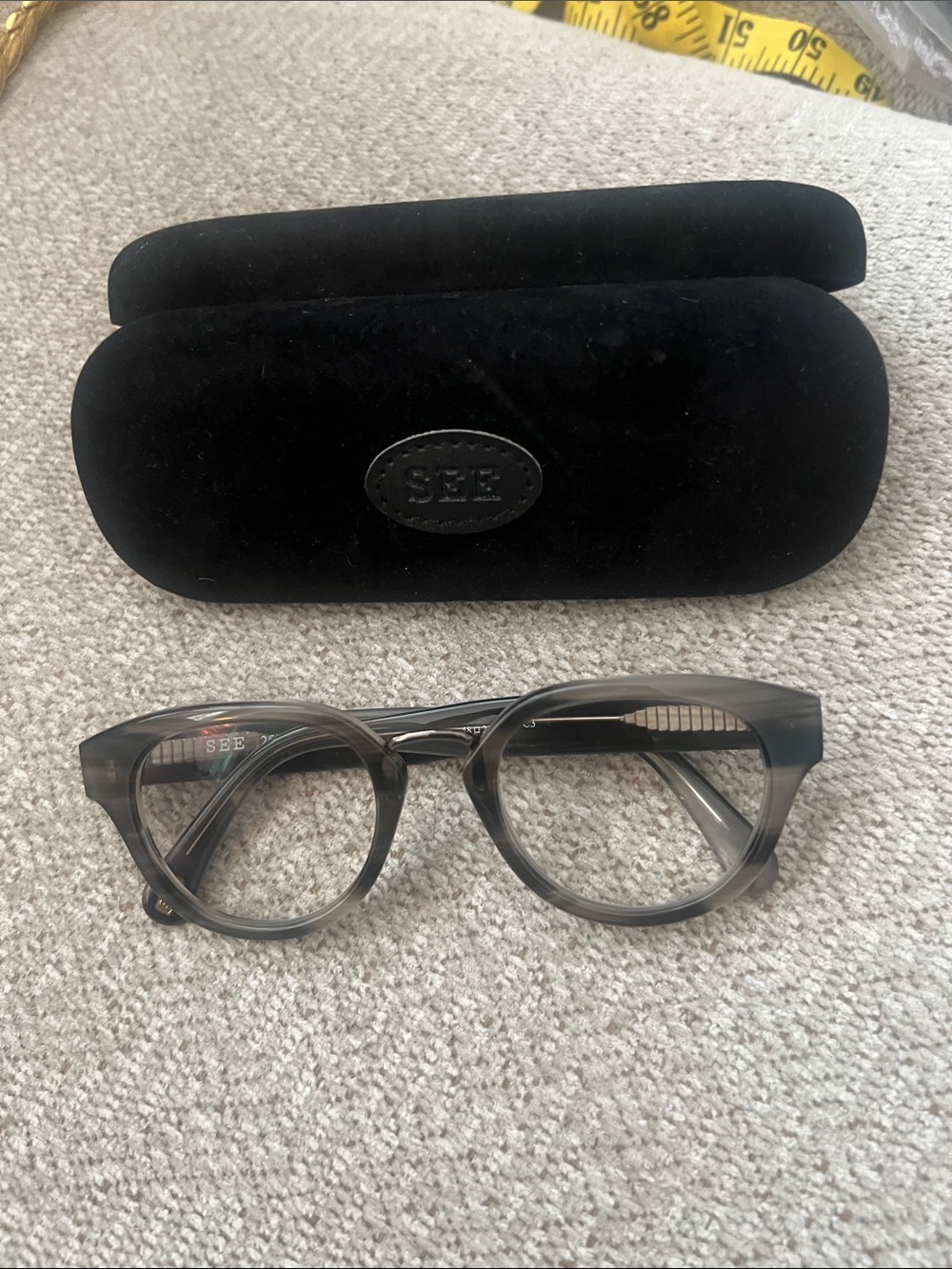 See Gray Translucent Round Optical Glasses Frame only